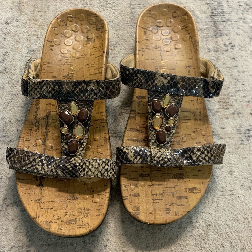 Vionic by Orthaheel Viviana Jeweled Embellished Snakeskin Sandals